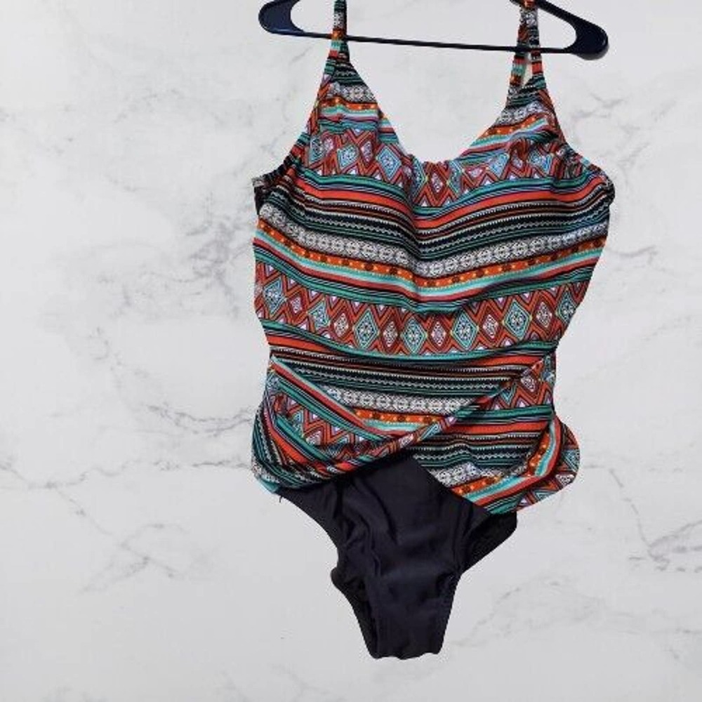 Sea & Sand Beachwear Size 20W One Piece Swimsuit Adjustable Straps